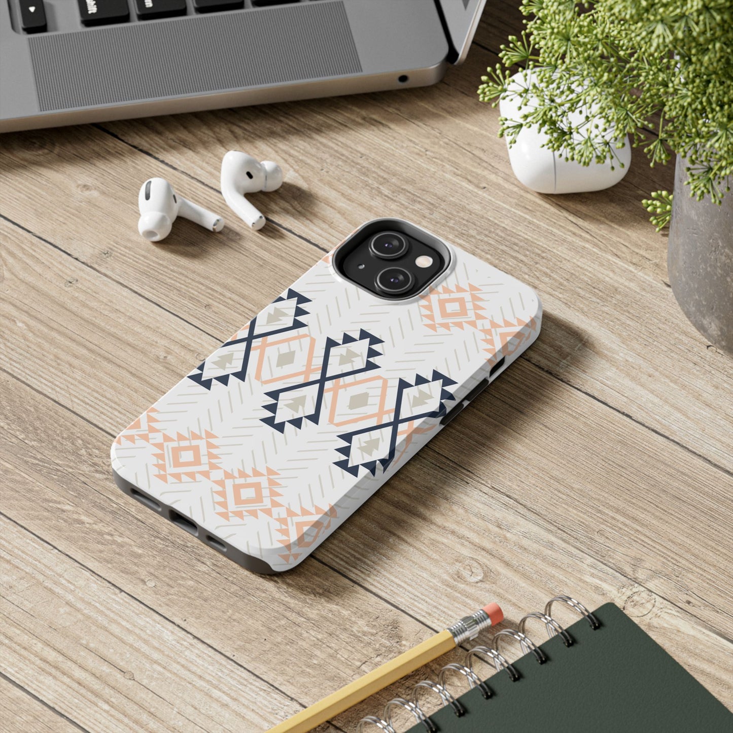 Stylish Geometric Tough Phone Case, Durable Phone Cover for Adventurers, Unique Gift for Her, Tribal Design Case, Boho Phone Accessories