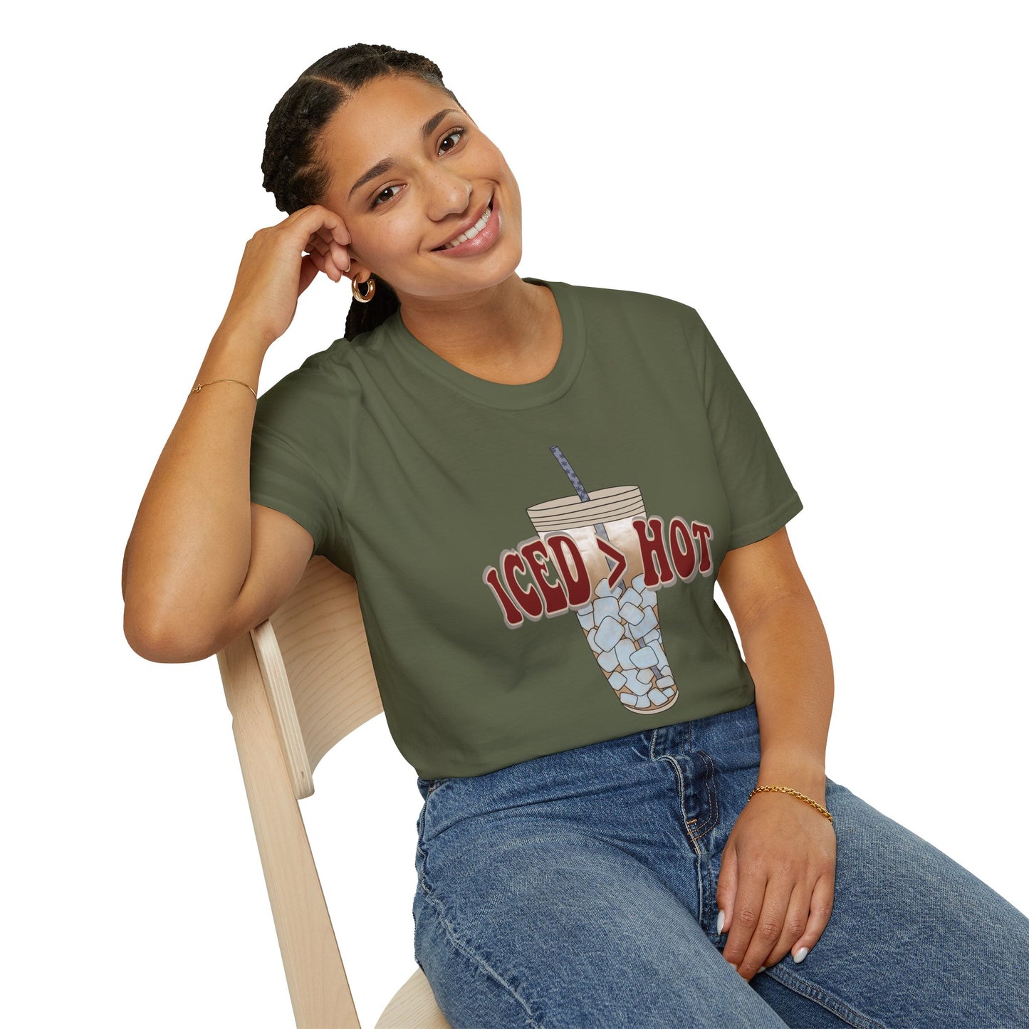 Iced Coffee Lover T-Shirt, Casual Tee for Summer Vibes, Gift for Coffee Enthusiasts, Birthday, Everyday Wear, Unisex Softstyle Tee