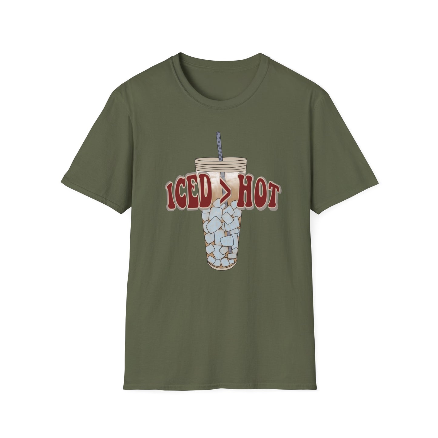 Iced Coffee Lover T-Shirt, Casual Tee for Summer Vibes, Gift for Coffee Enthusiasts, Birthday, Everyday Wear, Unisex Softstyle Tee
