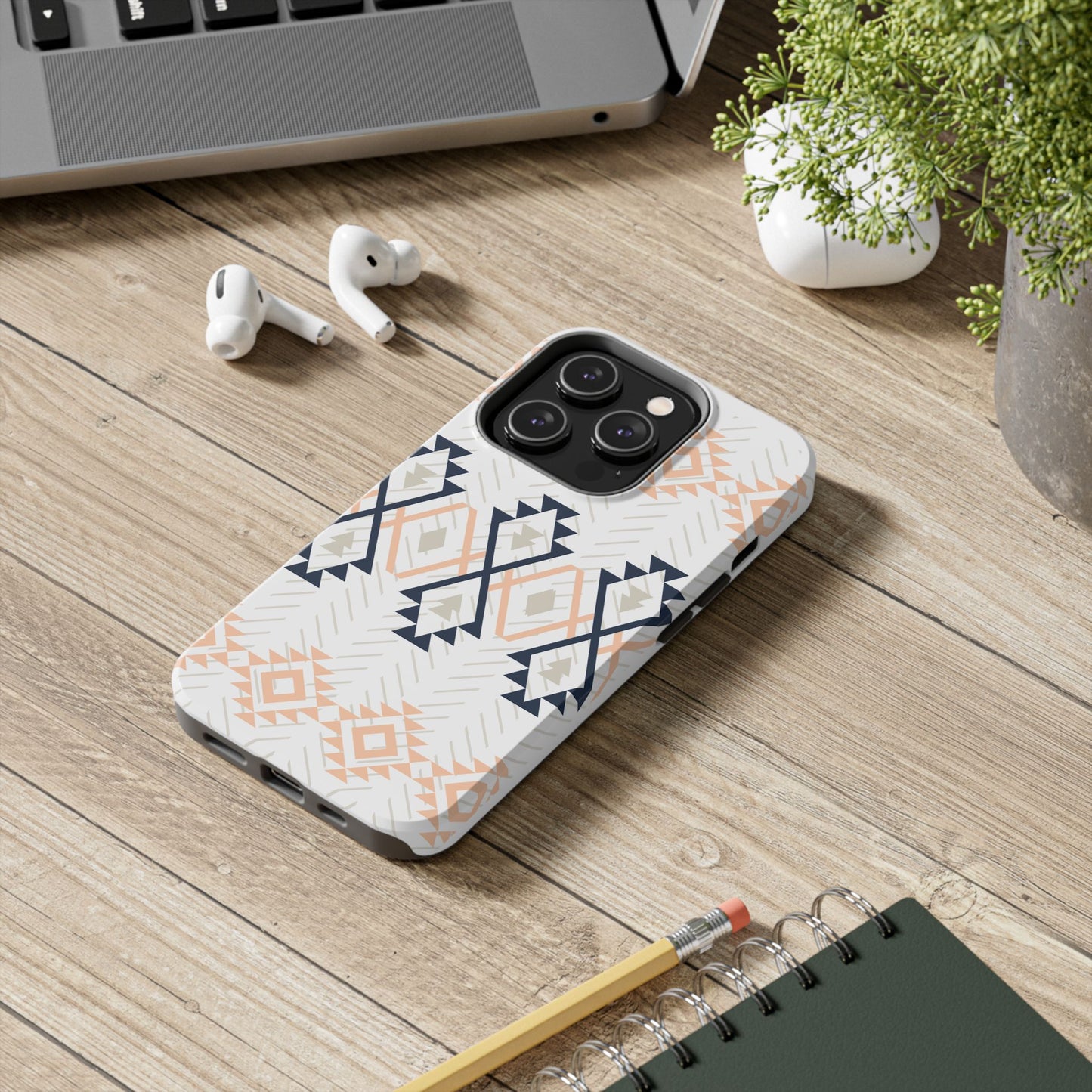 Stylish Geometric Tough Phone Case, Durable Phone Cover for Adventurers, Unique Gift for Her, Tribal Design Case, Boho Phone Accessories