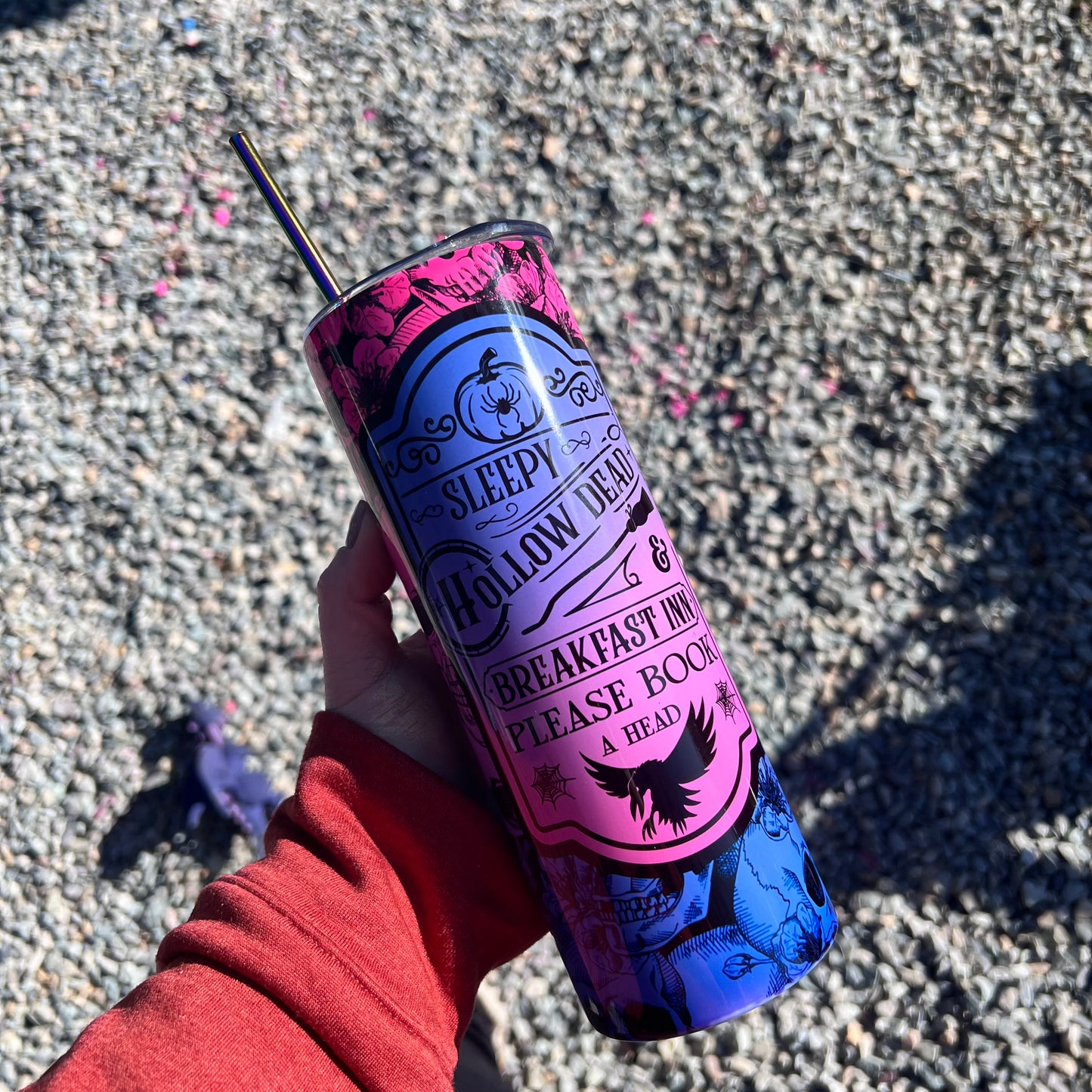 Sleepy Hallow Dead Breakfast Inn 20oz stainless steel tumbler with straw