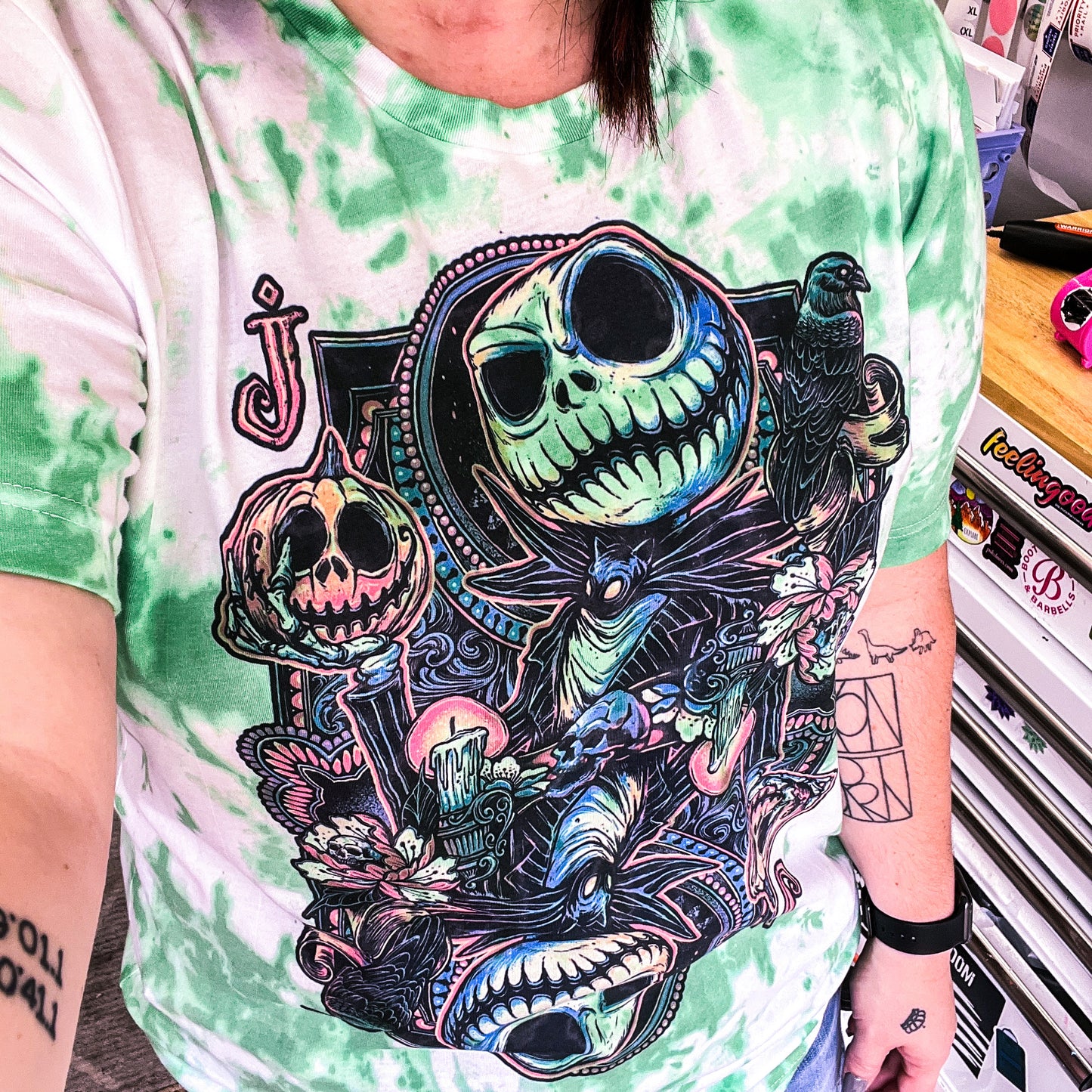 Tie Dye Halloween T Shirt, Skeleton, Nightmare, Scary