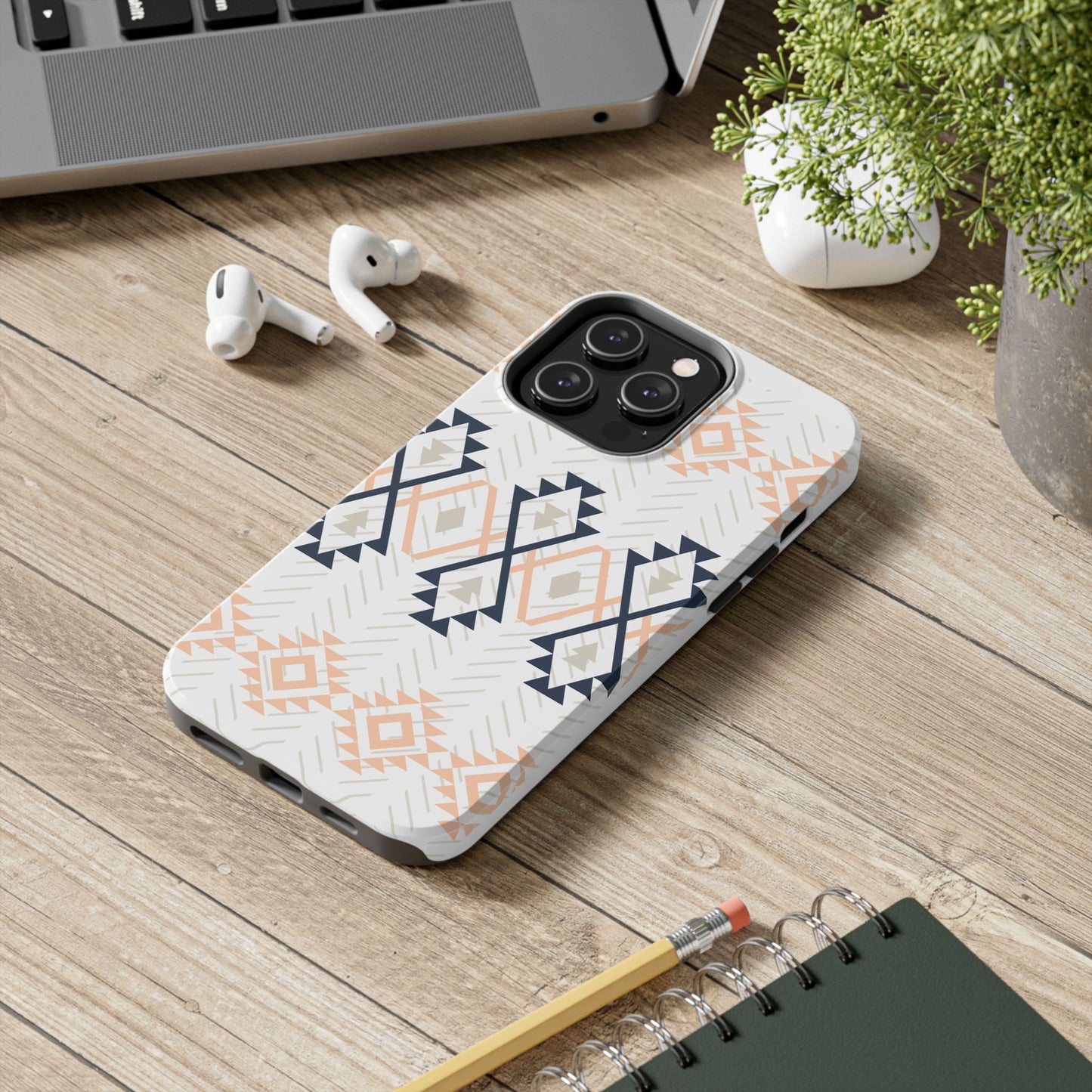 Stylish Geometric Tough Phone Case, Durable Phone Cover for Adventurers, Unique Gift for Her, Tribal Design Case, Boho Phone Accessories