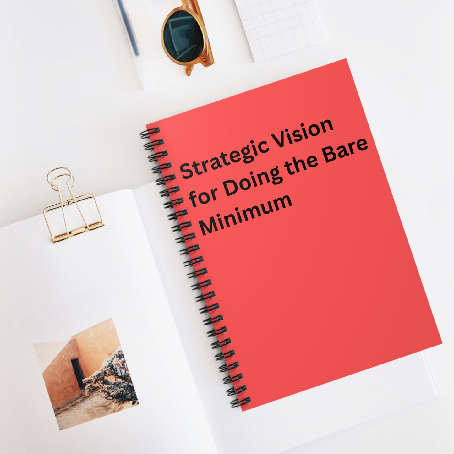 Notebook — "Strategic Vision for Doing the Bare Minimum" Spiral Ruled Journal, Co worker Gift, Best Friend, Mom, Christmas, Office