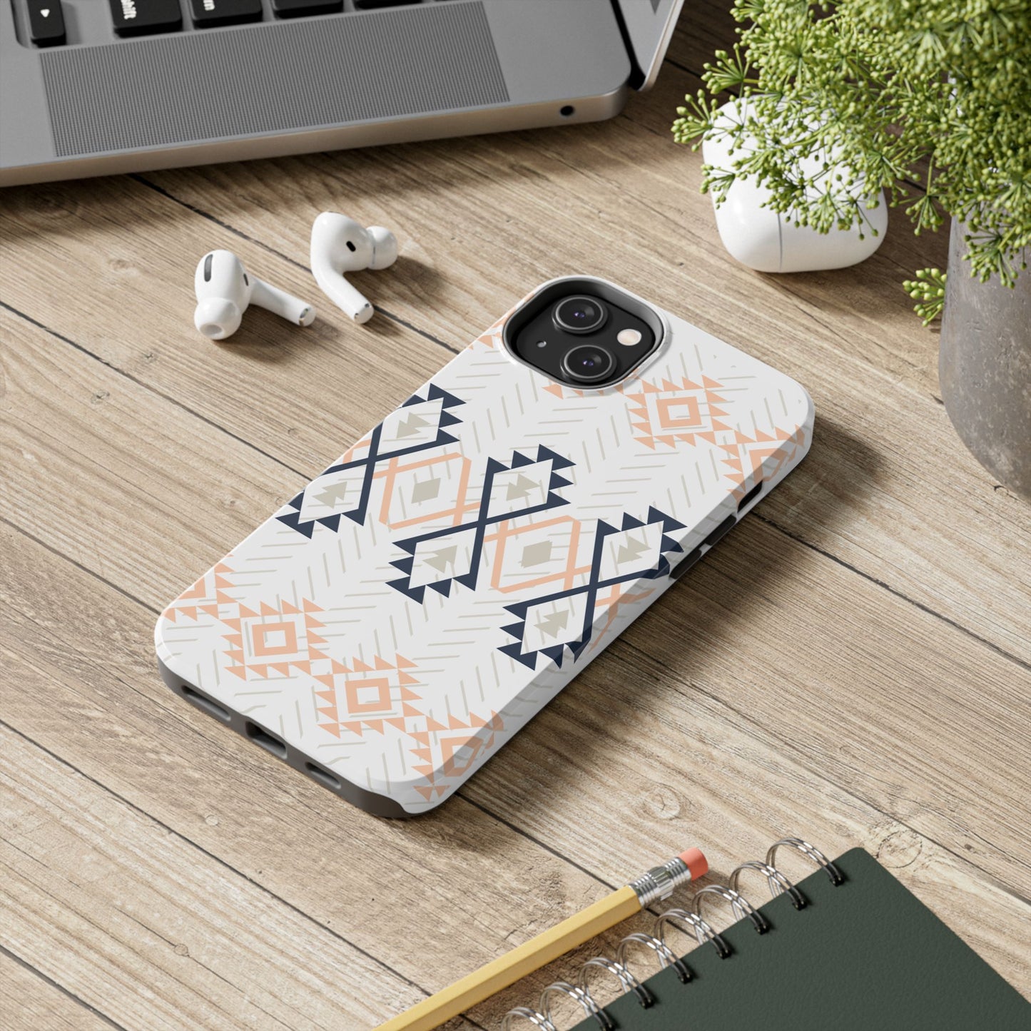 Stylish Geometric Tough Phone Case, Durable Phone Cover for Adventurers, Unique Gift for Her, Tribal Design Case, Boho Phone Accessories