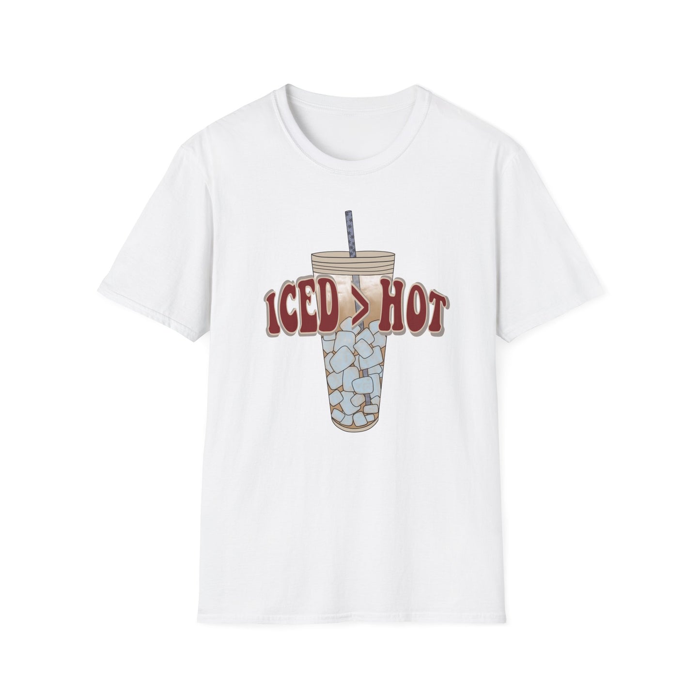 Iced Coffee Lover T-Shirt, Casual Tee for Summer Vibes, Gift for Coffee Enthusiasts, Birthday, Everyday Wear, Unisex Softstyle Tee