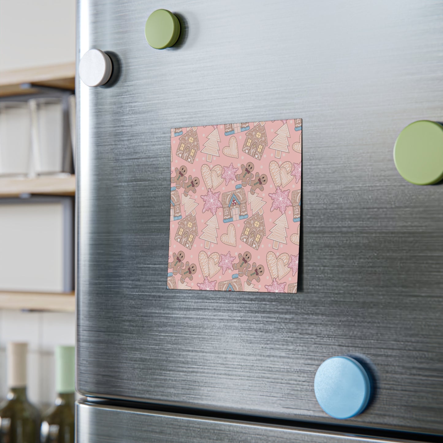 Gingerbread Holiday Post-it Note Pads — Pink Christmas Pattern Sticky Notes, Desk, Office Stationery