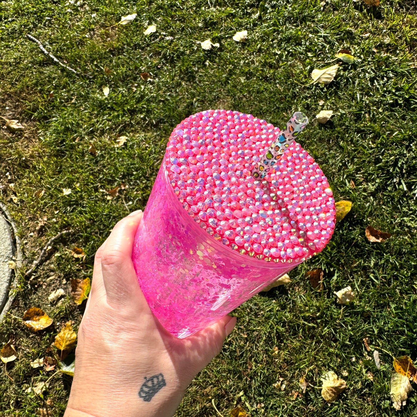 Mean Boys Halloween Glitter Tumbler Pink 24oz