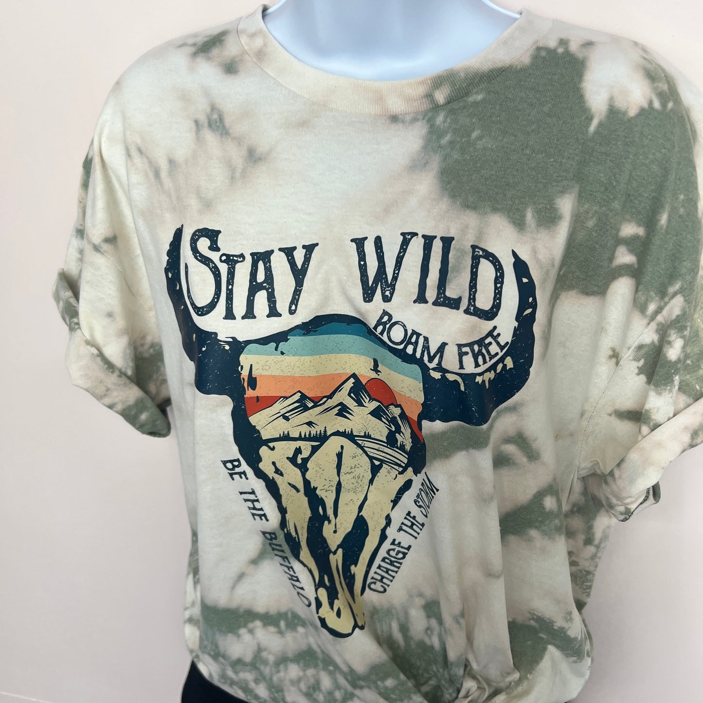 Stay Wild Roam Free Skull Tie Dye Tee