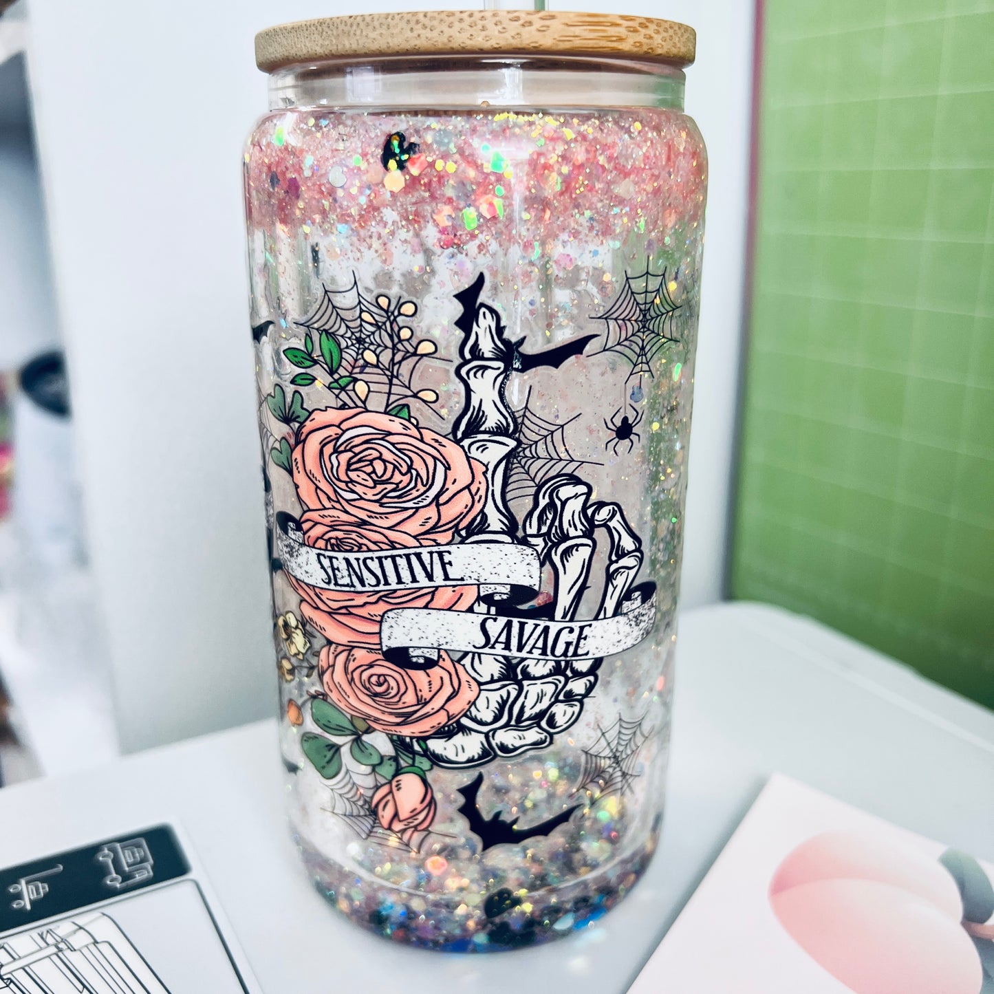 Kinda Emotionless Kinda Emotional, Sensitive Savage, Let it Be 16 oz Glass Snowglobe