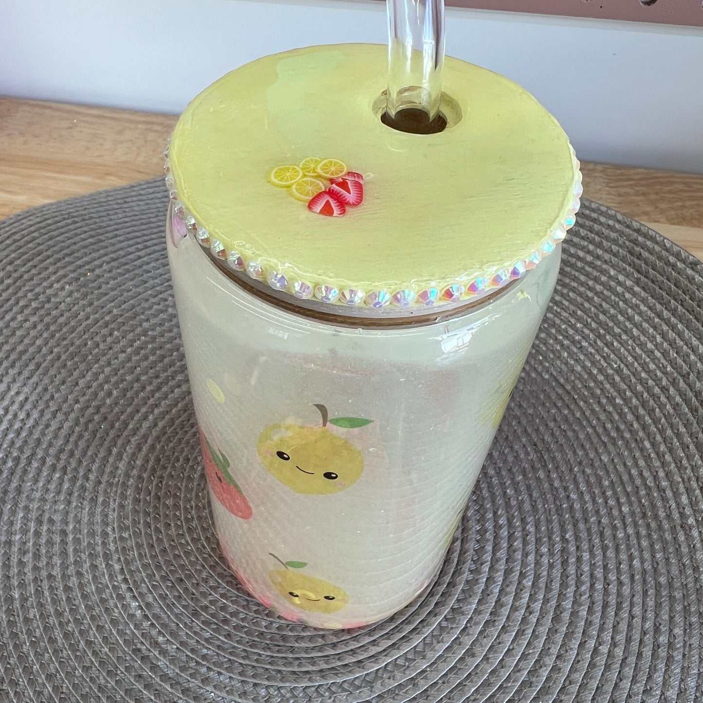 Lemonade Snowglobe Tumblers Rhinestone Lids