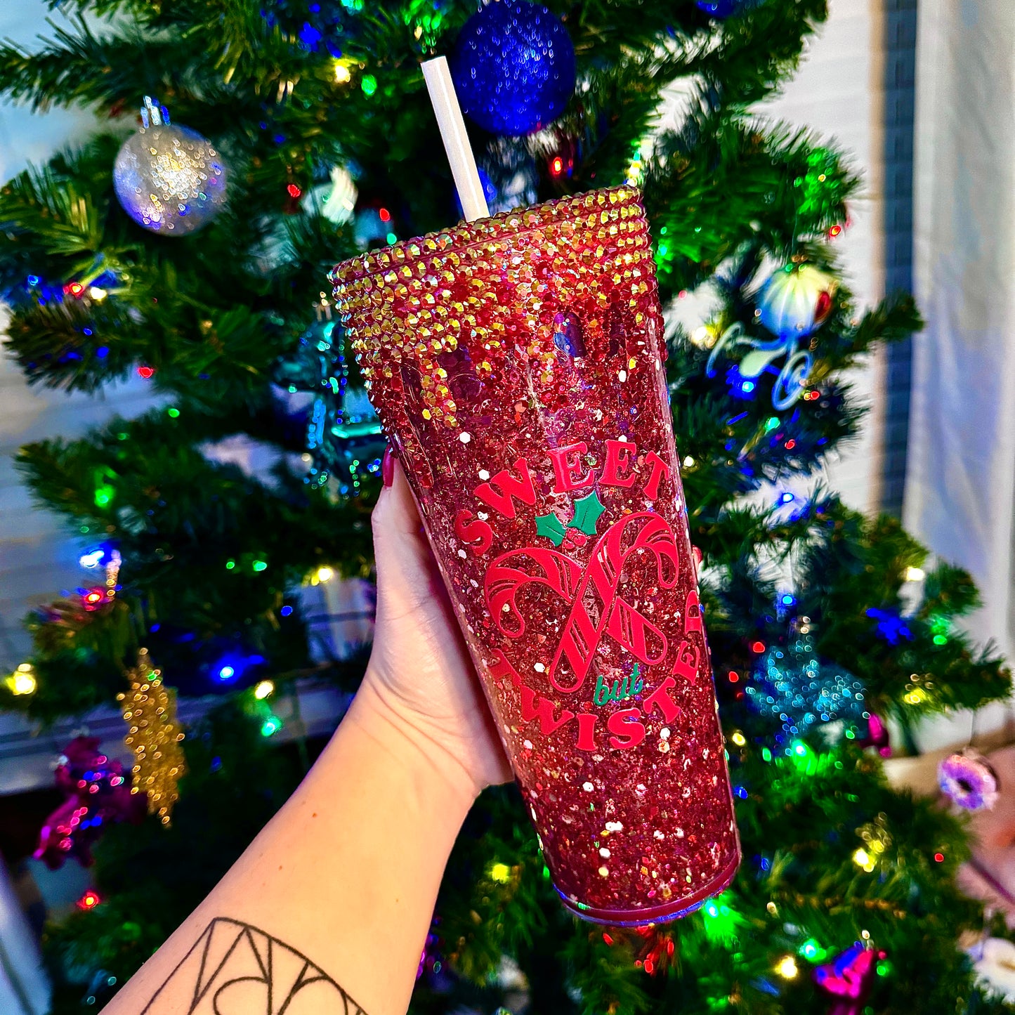 Sweet but Twisted Christmas Snow Globe Tumbler 24oz