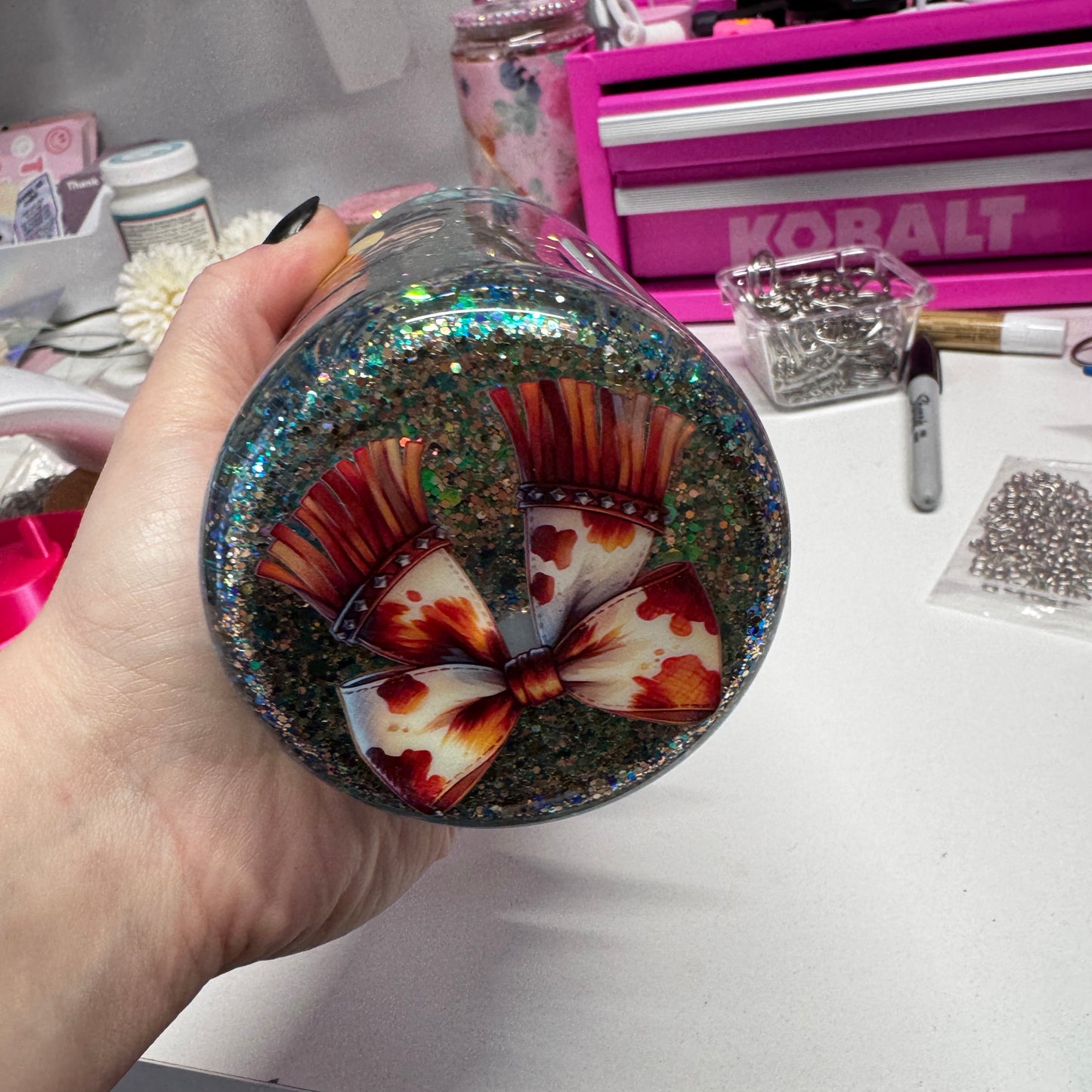 The Hell I Won't Glass Snowglobe Tumbler Country Girl, Cowgirl