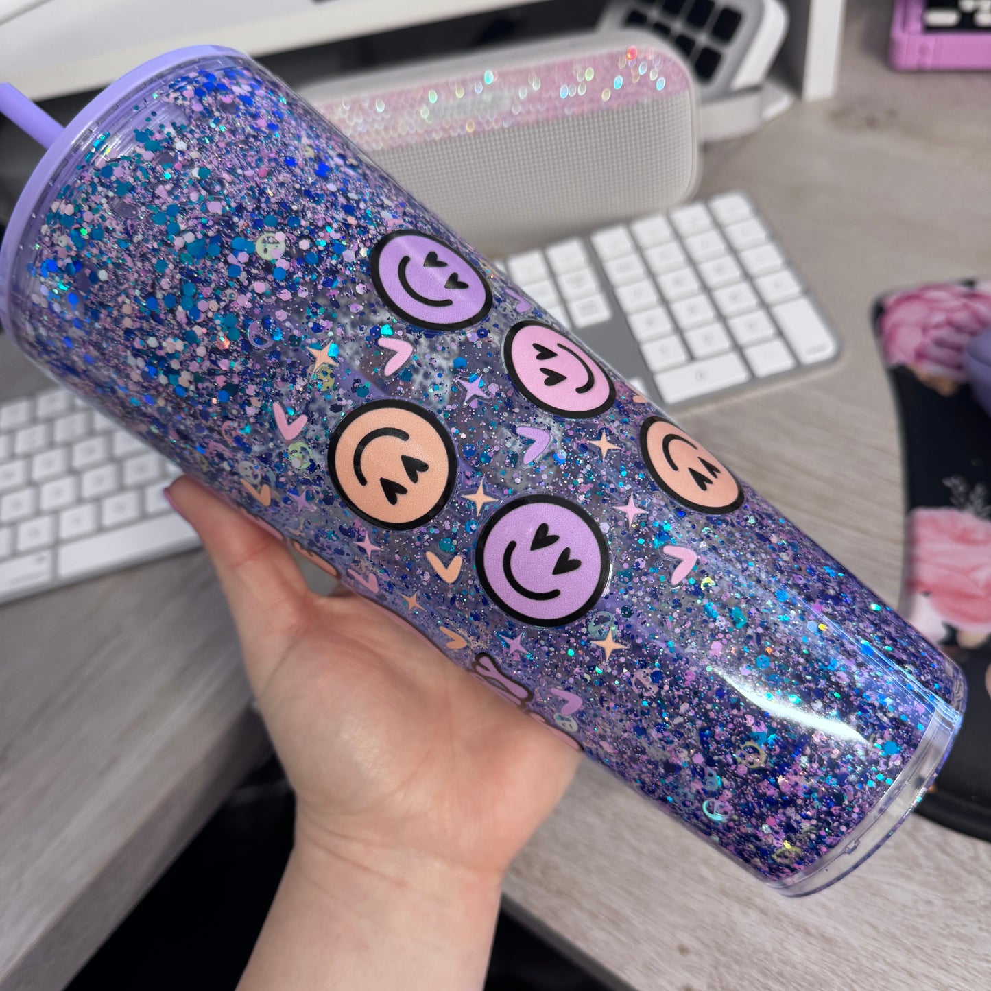 Love More Worry Less 24oz Snowglobe Tumbler