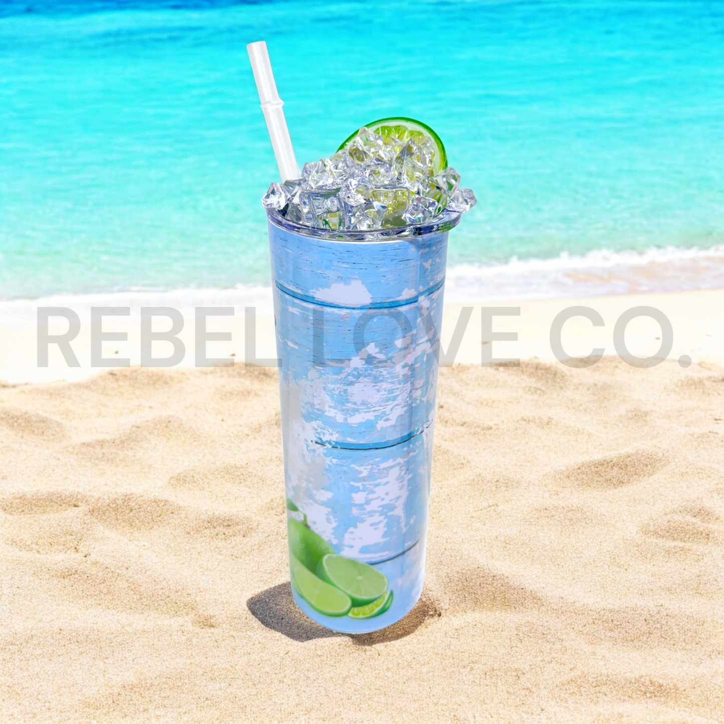 Summer Water Tumbler Fake Ice Lime