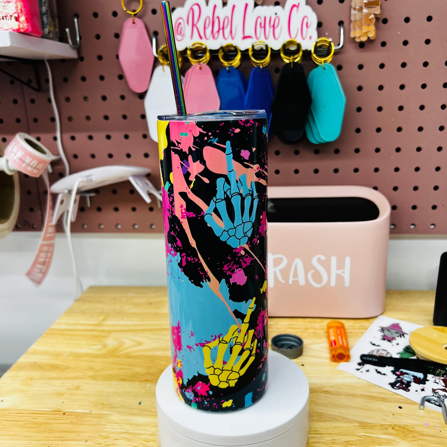 Just F Off Thanks 20 oz Neon Drink Tumbler