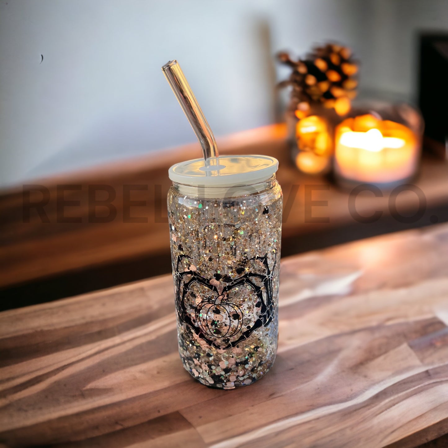 MILF Man I Love Fall Snowglobe Glass Tumbler 16oz Glitter