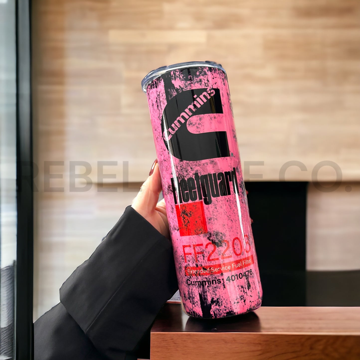 Pink Oil Filter Tumbler 20oz