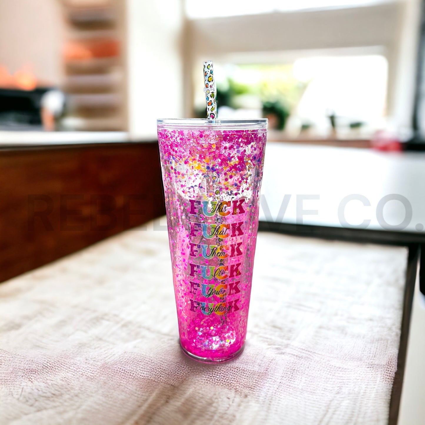 Tie Dye Skull Girl Eff Everything Snowglobe Tumbler