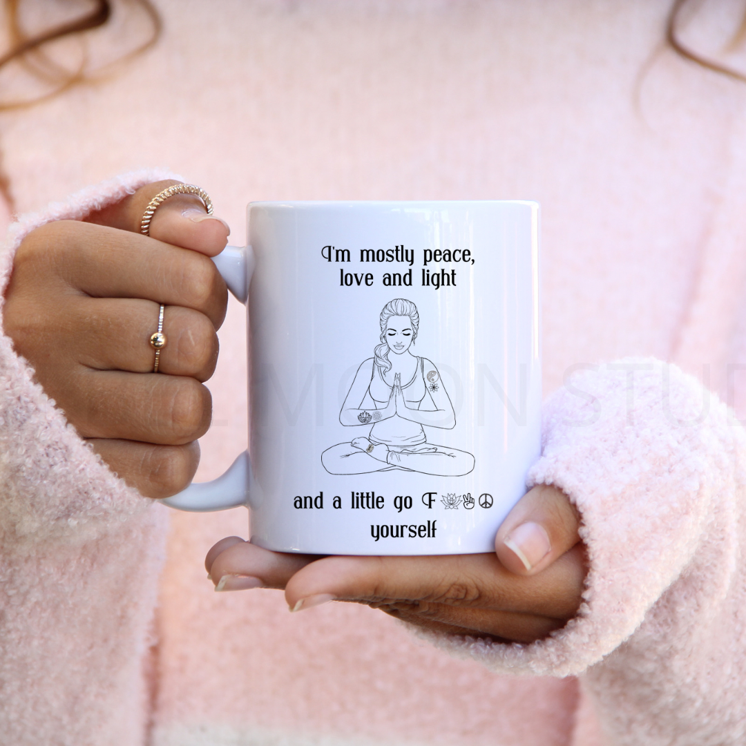 Peace, Love, Light Coffee Mug, 11oz
