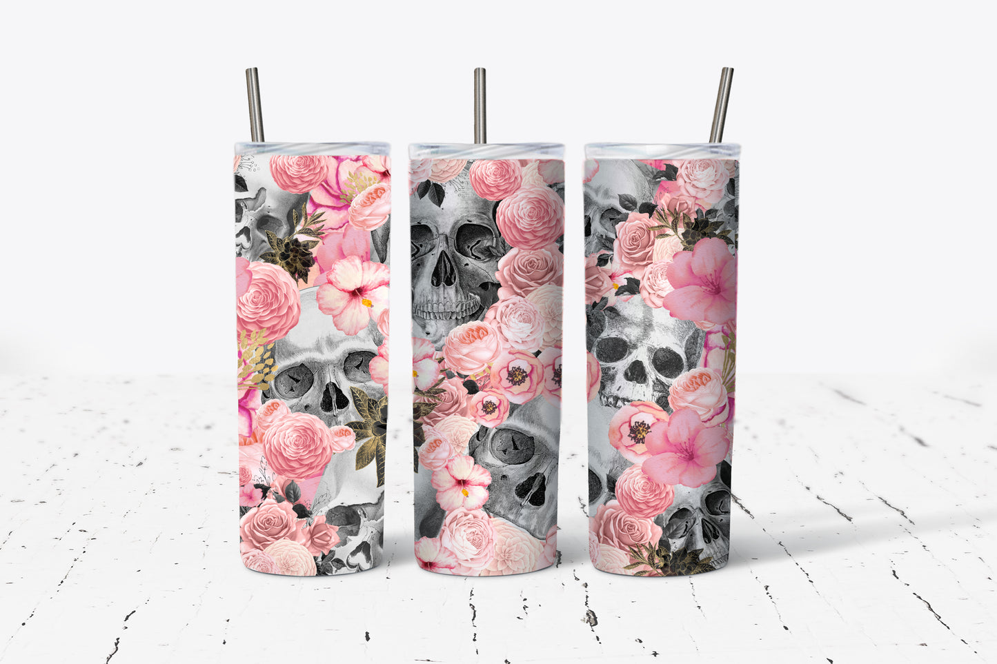 Floral Skull 20oz Stainless Steel Tumbler
