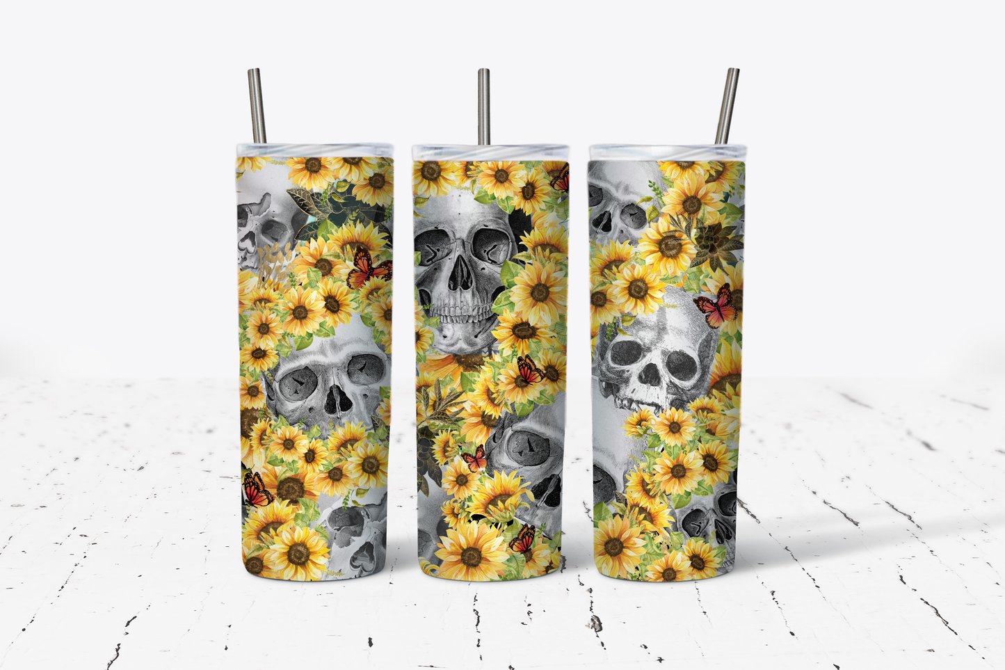 Floral Skull 20oz Stainless Steel Tumbler