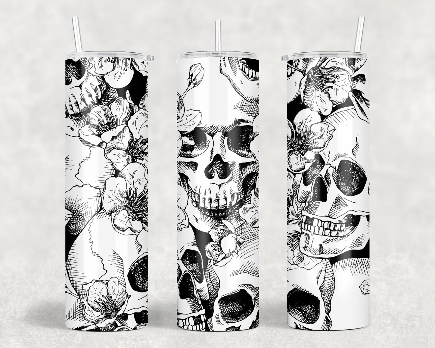 Floral Skull Drink Tumbler