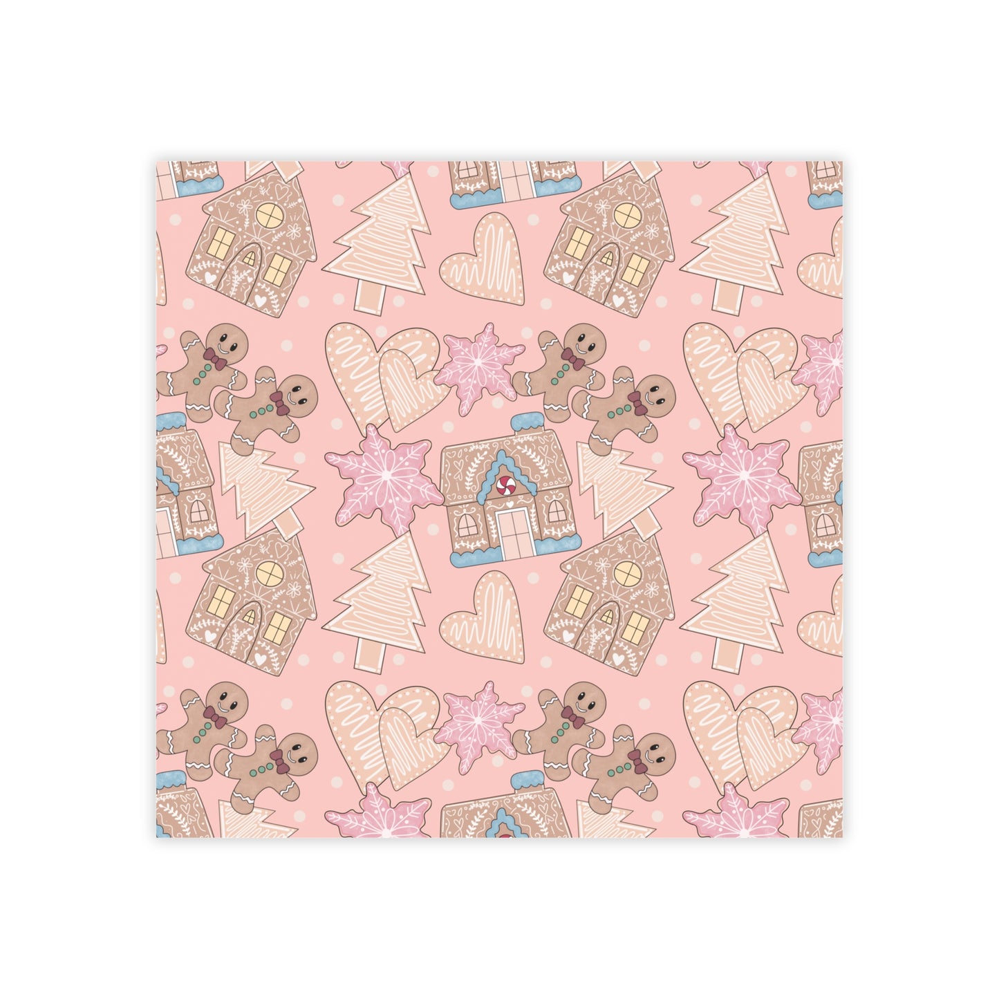 Gingerbread Holiday Post-it Note Pads — Pink Christmas Pattern Sticky Notes, Desk, Office Stationery