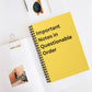 Yellow Spiral Notebook — "Important Notes in Questionable Order" Ruled Journal, Funny Office Humor, Co Worker Gift, Desk, Boss