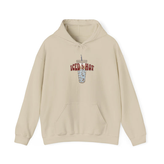 Iced & Hot Coffee Hooded Sweatshirt – Cozy Unisex Pullover for Coffee Lovers, Perfect Gift for Birthdays, Holidays, or Casual Outings