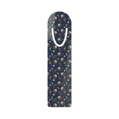 Bookmark - Winter Cabin Vibes Navy Blue Lantern and Trees Pattern