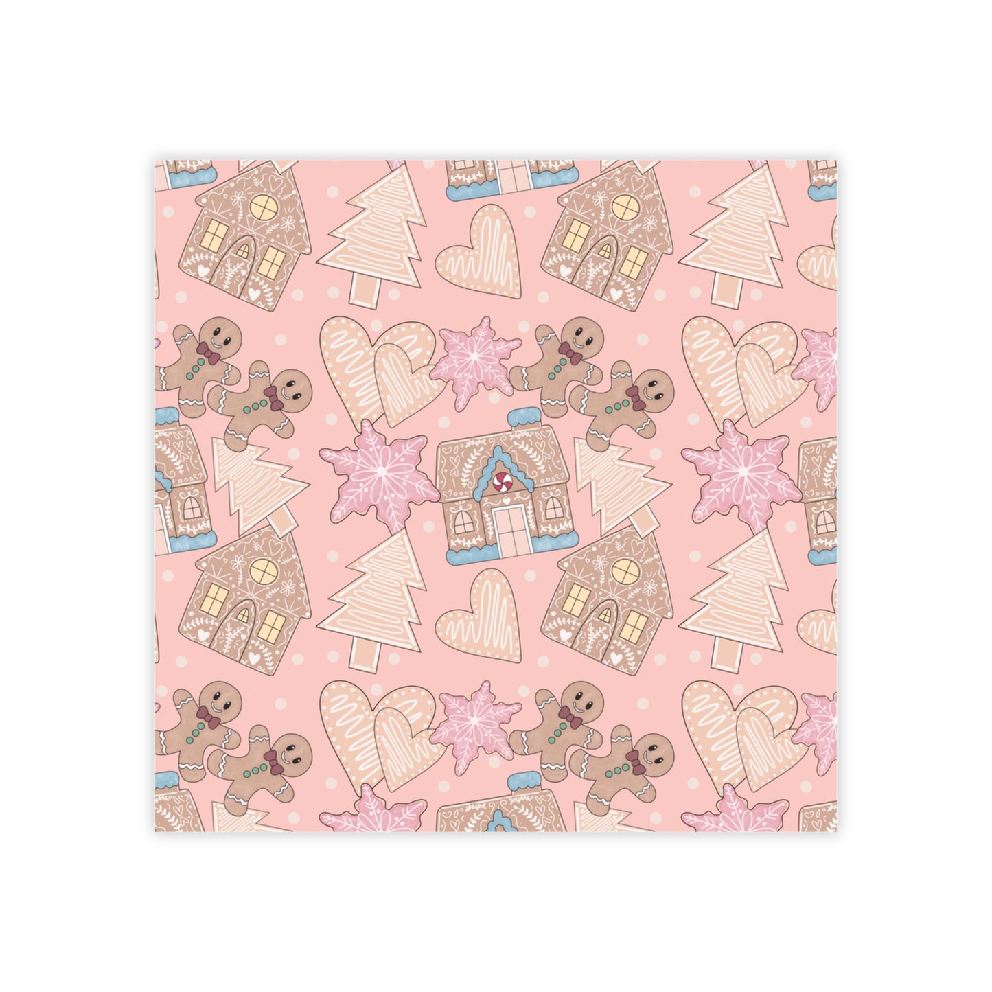 Gingerbread Holiday Post-it Note Pads — Pink Christmas Pattern Sticky Notes, Desk, Office Stationery