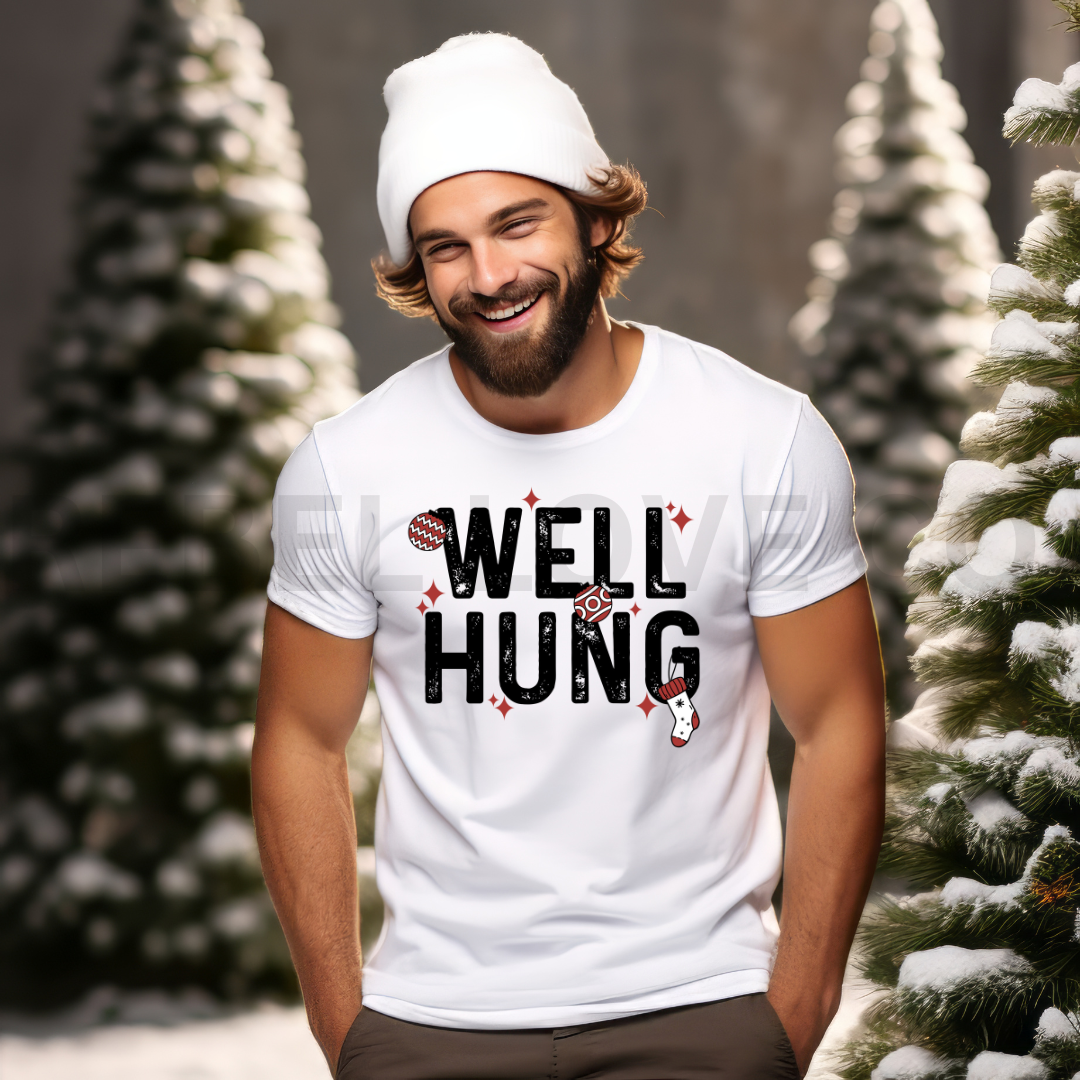 Well Hung Funny Christmas Shirt for Men, Holiday