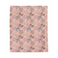 Pink Gingerbread & Hearts Velveteen Plush Blanket — Cozy Holiday Throw for Kids