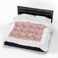 Pink Gingerbread & Hearts Velveteen Plush Blanket — Cozy Holiday Throw for Kids