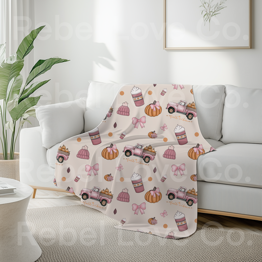 Cozy Fall Plush Blanket, Autumn Decor, Soft Throw Blanket, Thanksgiving Gift, Warm & Snuggly Home Decor