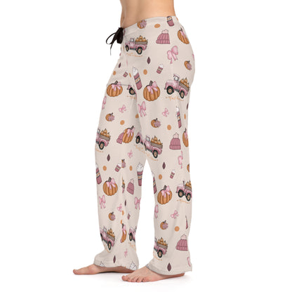 Cozy Women's Pajama Pants with Fall Design, Relaxation, Sleepwear, Gift for Her, Autumn Vibes, hand drawn art