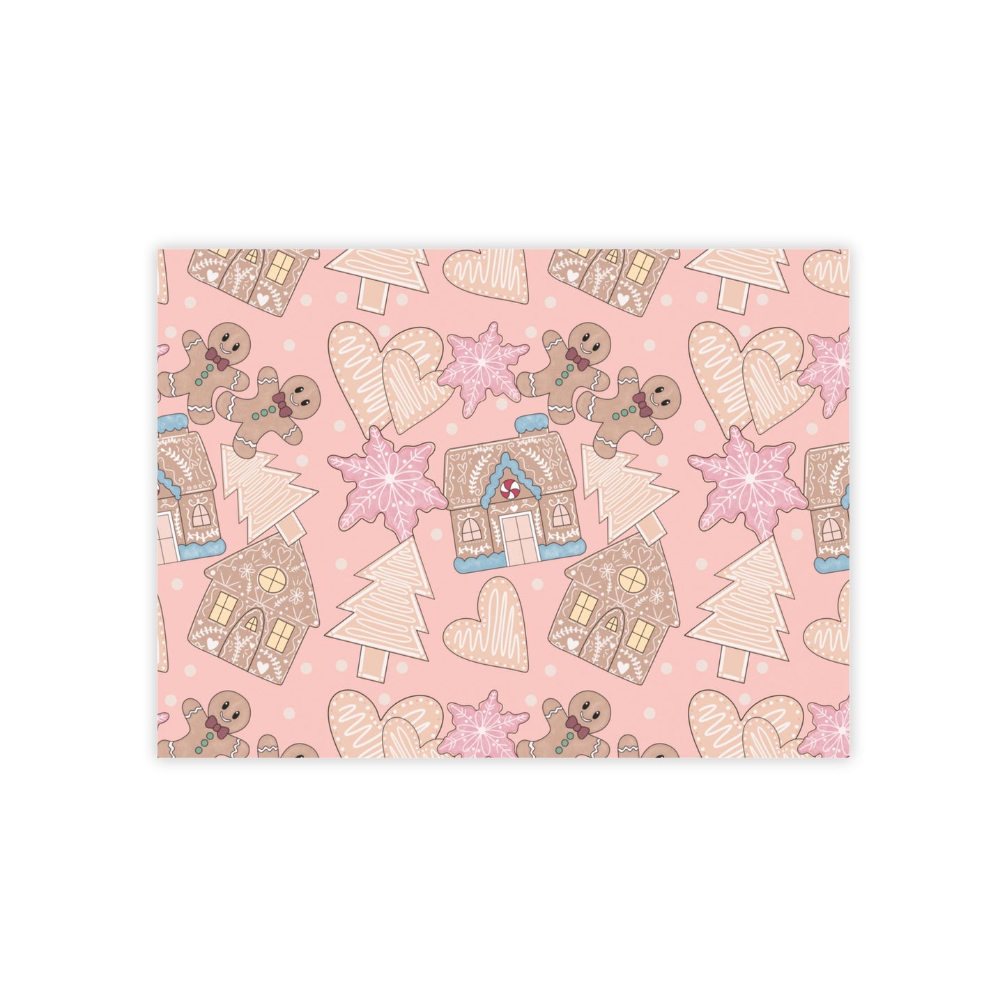 Gingerbread Holiday Post-it Note Pads — Pink Christmas Pattern Sticky Notes, Desk, Office Stationery