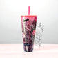 Sweet Spooky Summer Glitter Pink Halloween Style Snowglobe Tumbler