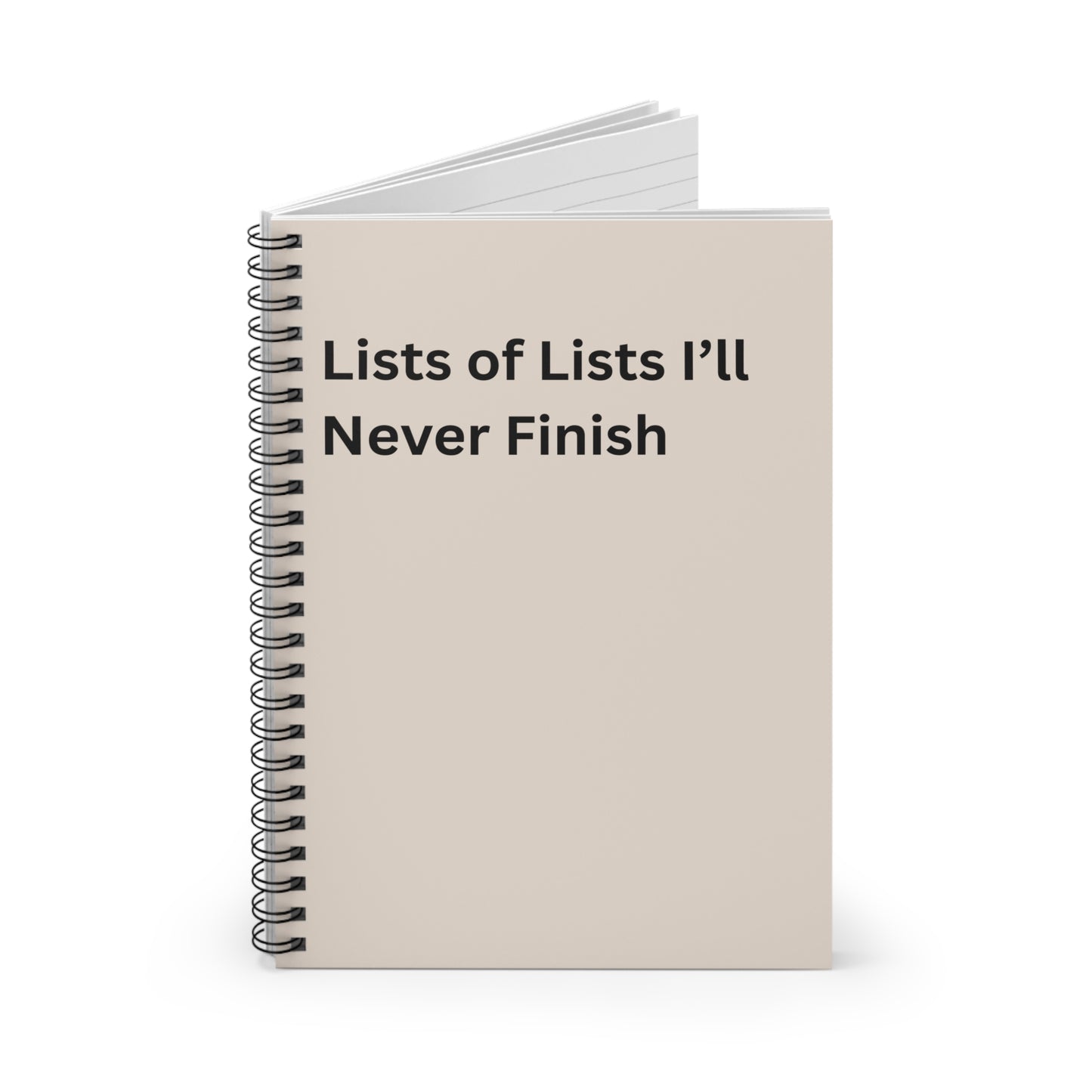 Lists of Lists I’ll Never Finish Spiral Notebook — Funny To-Do List Journal, Co worker Gift, Office Must Haves