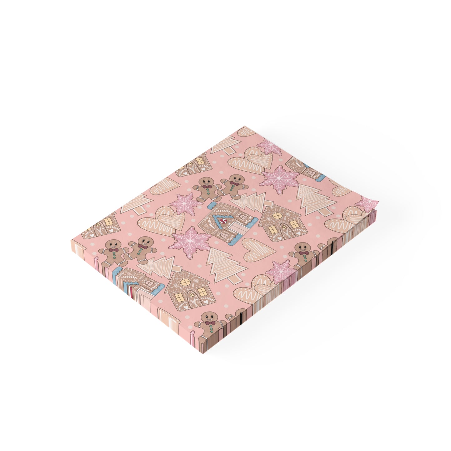 Gingerbread Holiday Post-it Note Pads — Pink Christmas Pattern Sticky Notes, Desk, Office Stationery