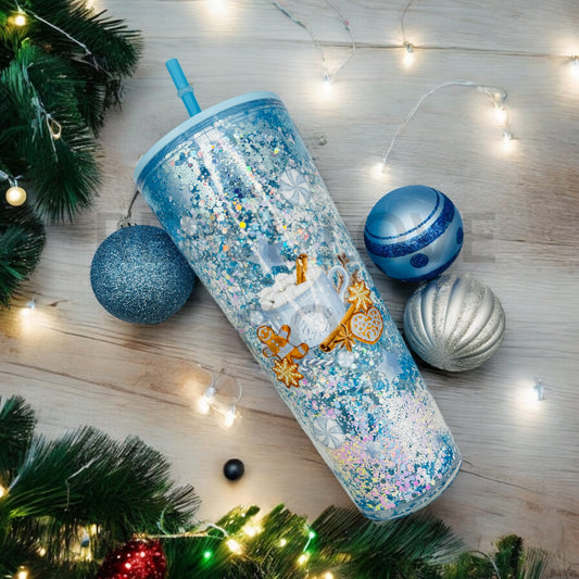 Baby it’s Cold Outside Blue Snow Globe 24oz Glitter Tumbler