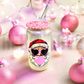 Pink Christmas Bubblegum Santa Glass Can Tumbler 16oz