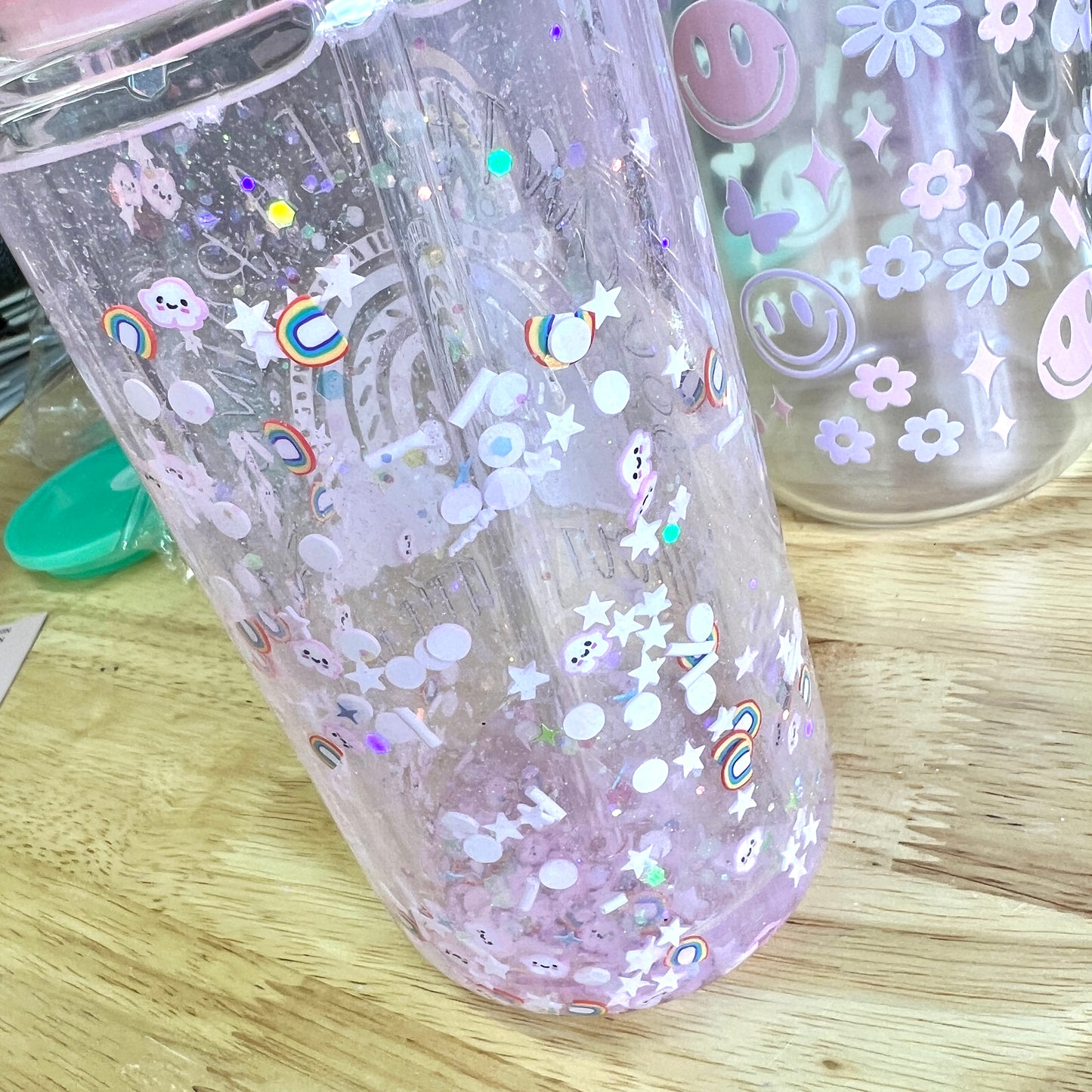 Can't Have A Rainbow Without A Little Rain Snow Globe Glass Tumbler
