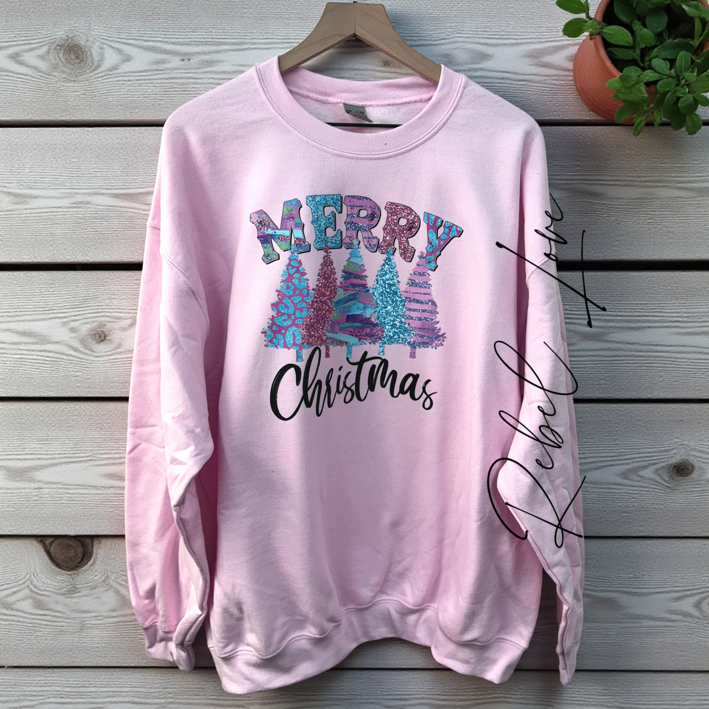 Merry Christmas Pink Sweatshirt Size XL