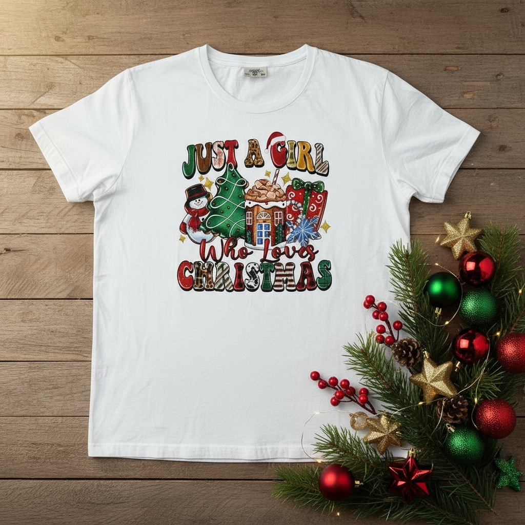 Just a Girl Who Loves Christmas Short Sleeve T Shirt Size XL