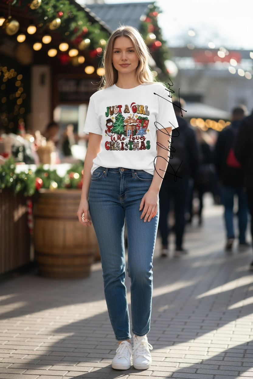 Just a Girl Who Loves Christmas Short Sleeve T Shirt Size XL