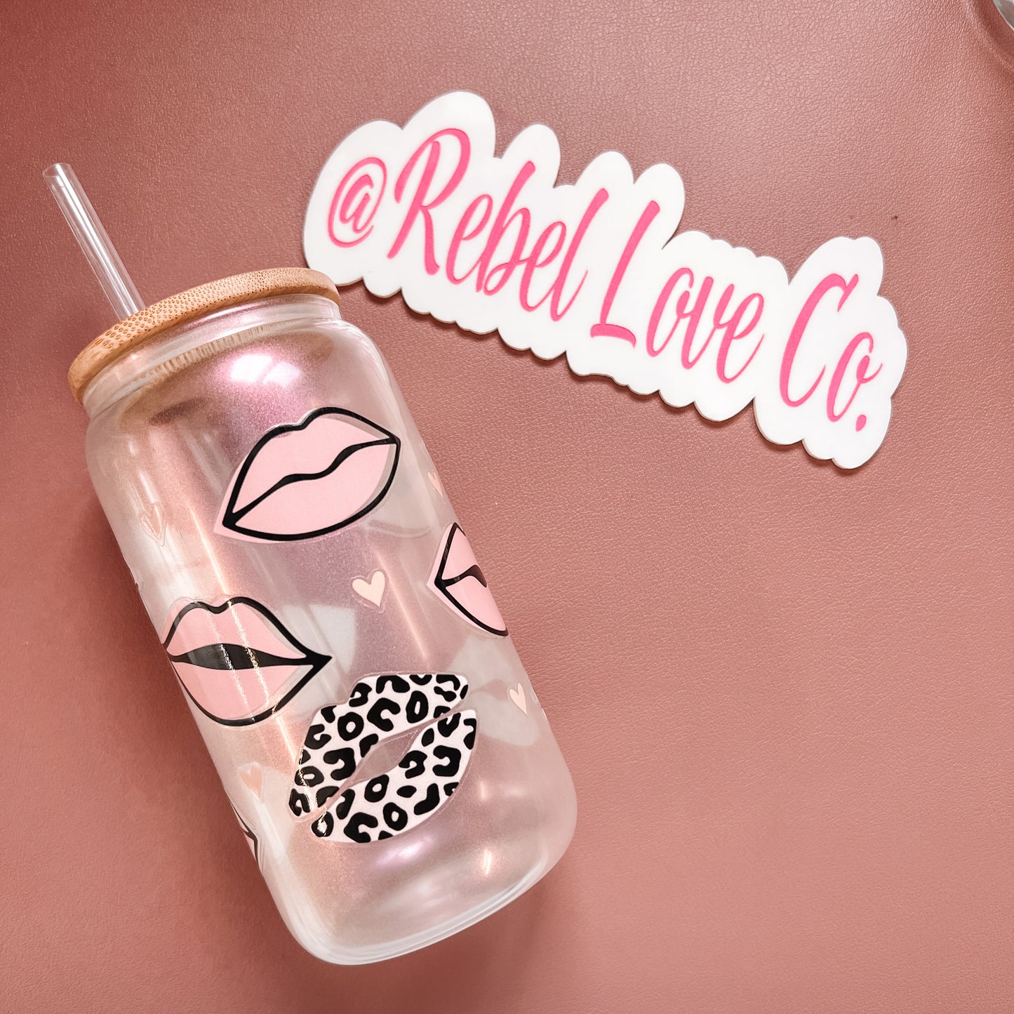 Lips, Leopard, Pink Beer Glass Cup