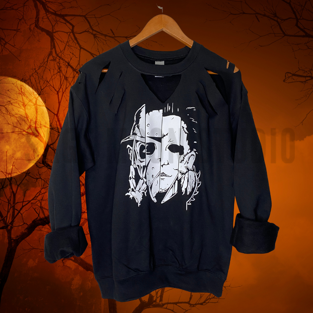 Faces of Horror Distressed Sweatshirt