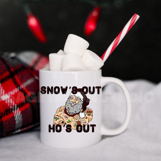 Snows Out Ho's Out Tattoo Santa Coffee Mug 12oz